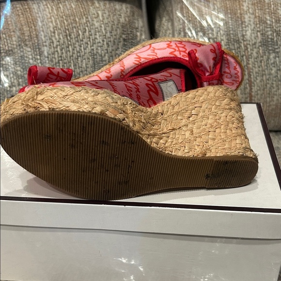Coach Signature Red Espadrille Wedges - Picture 5 of 6